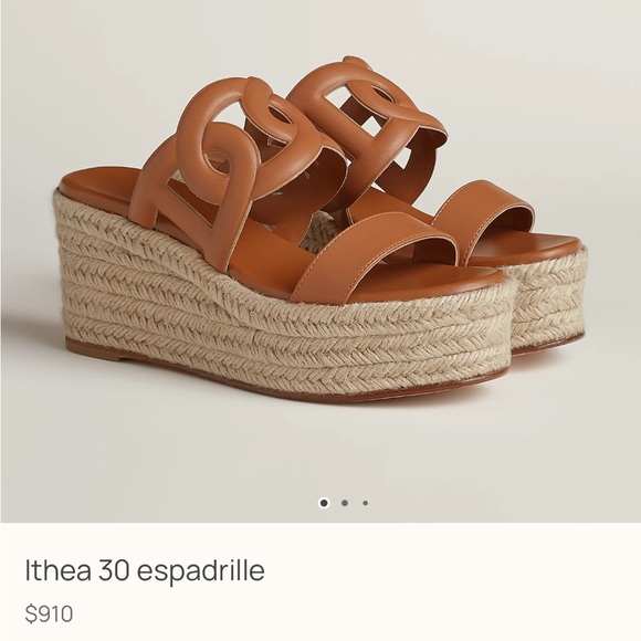Hermes Shoes - Hermes Brown Espadrille Wedge Sandals